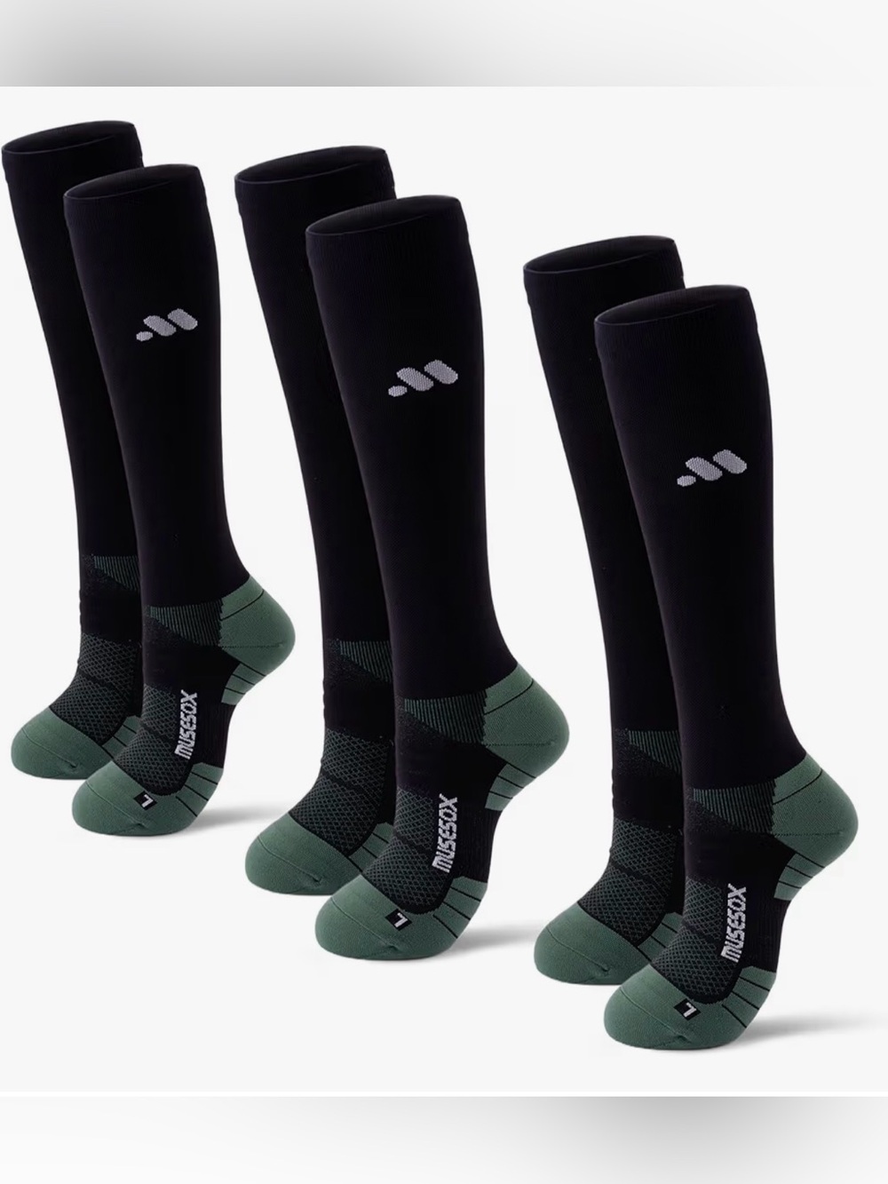Compression Socks forMen,Knee High 15-20mmHg Graduated Support(3 Pairs)